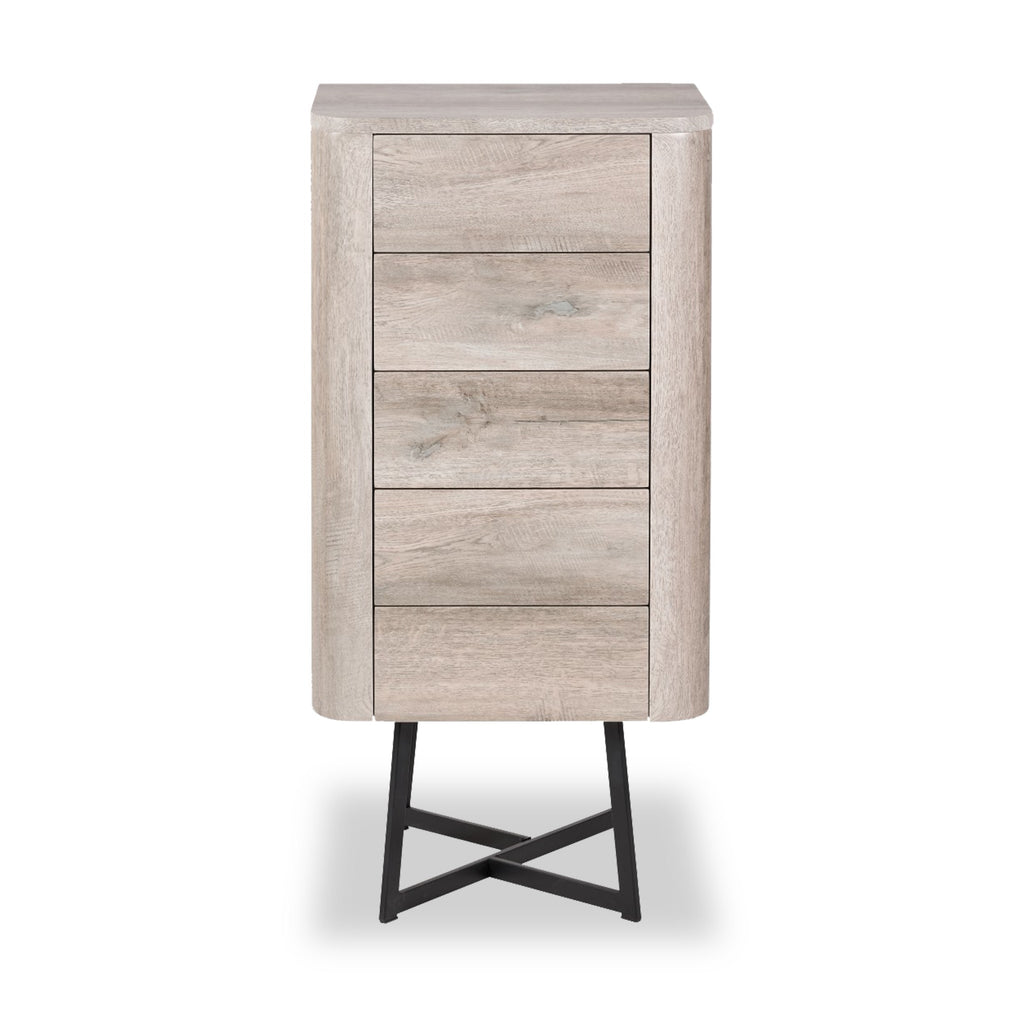 Ukiah Oak Effect 5 Drawer Tallboy