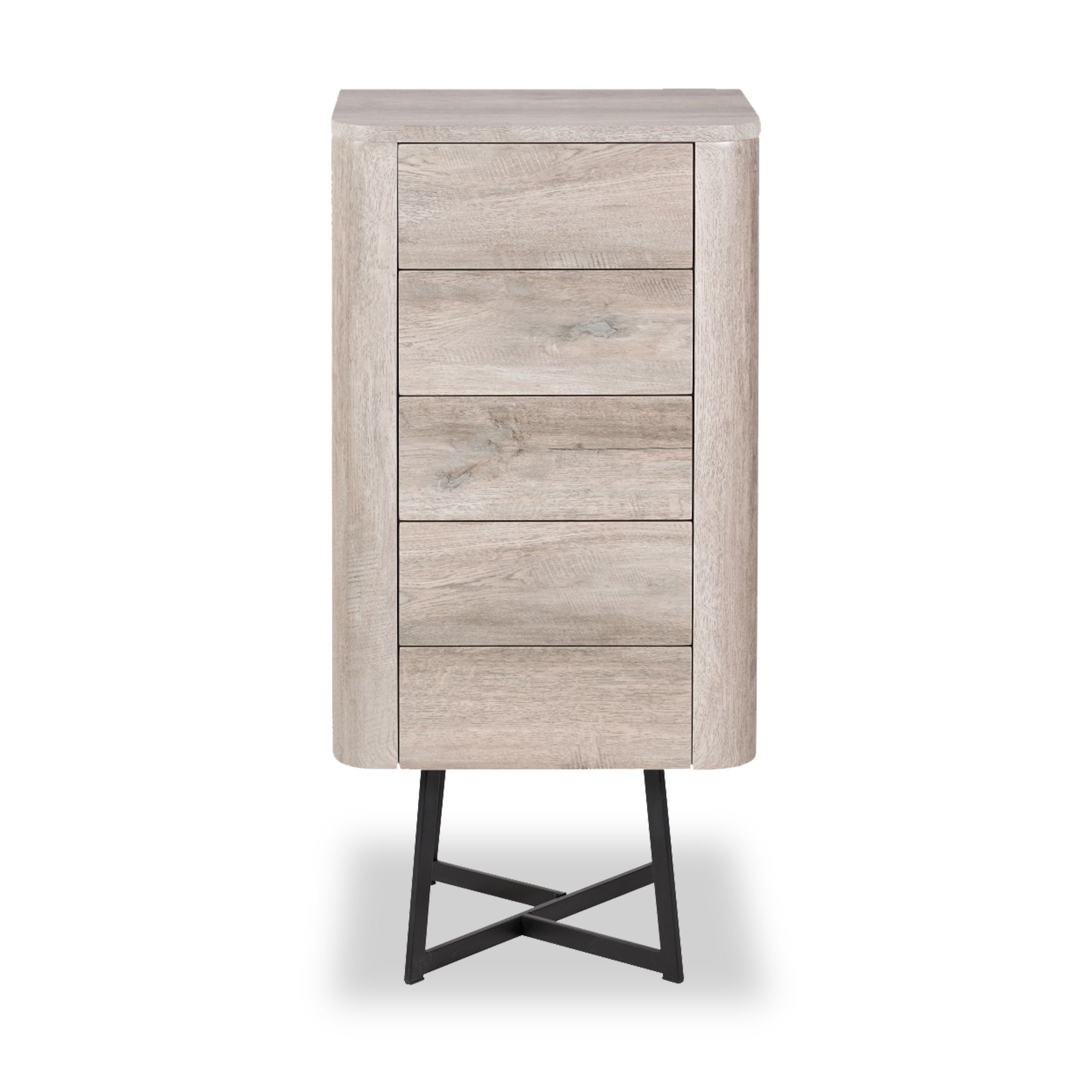 Ukiah Oak Effect 5 Drawer Tallboy