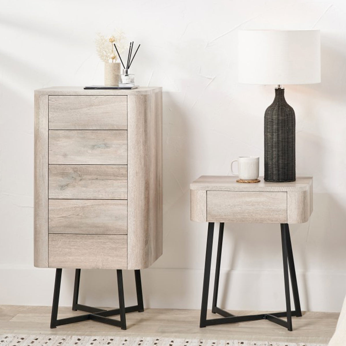 Ukiah Oak Effect 5 Drawer Tallboy
