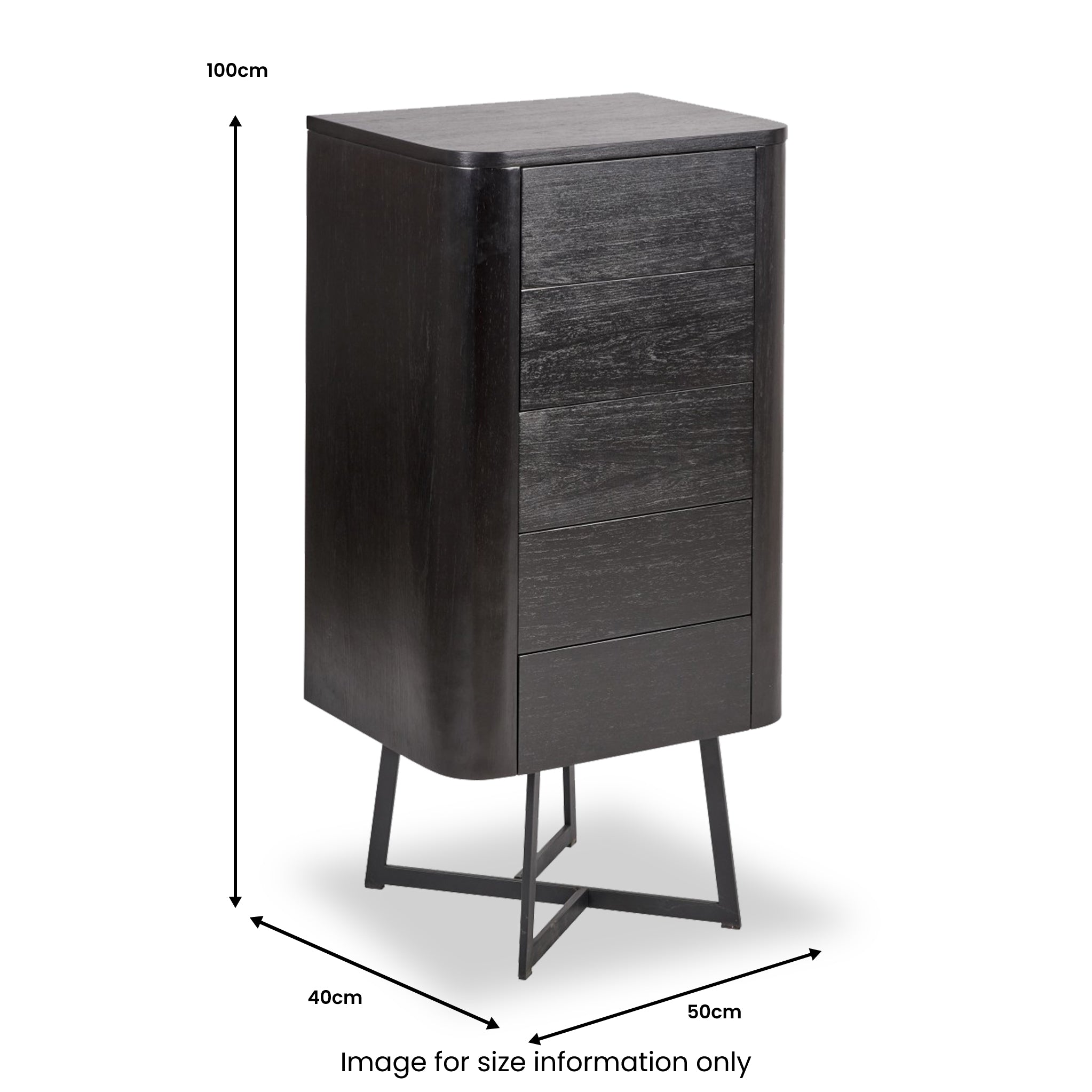 Ukiah Black Ash 5 Drawer Tallboy