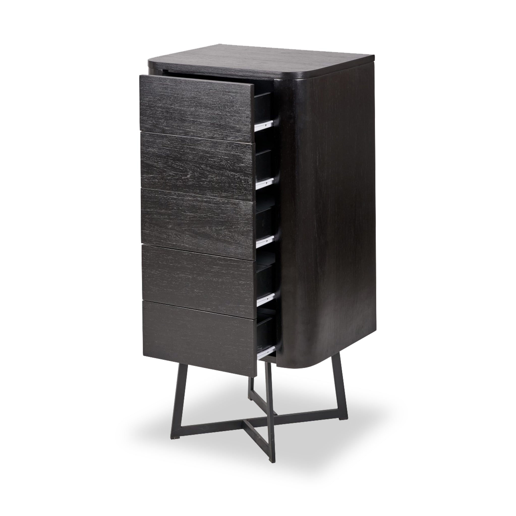 Ukiah Black Ash 5 Drawer Tallboy