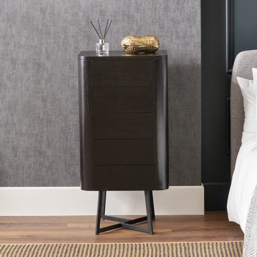 Ukiah Black Ash 5 Drawer Tallboy