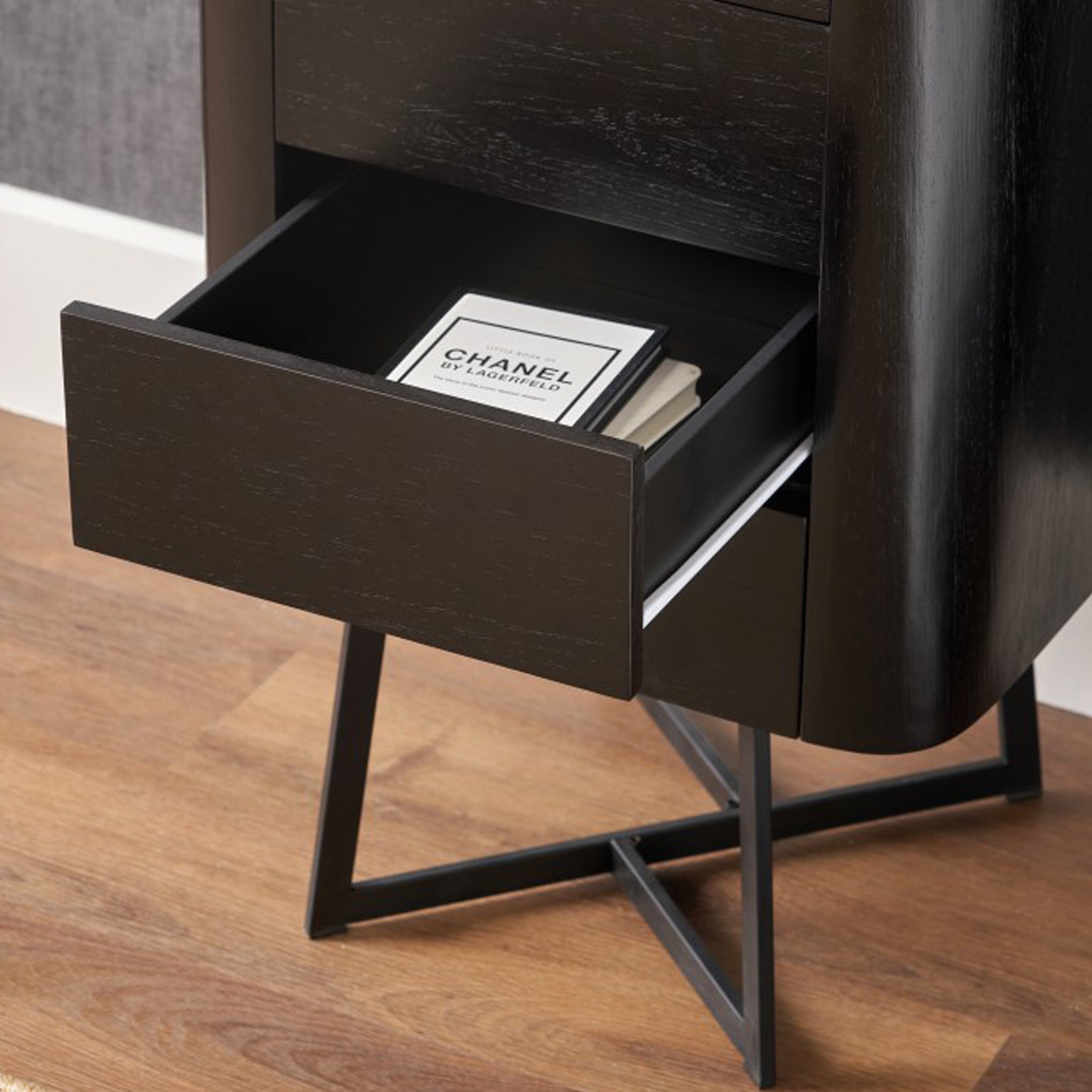 Ukiah Black Ash 5 Drawer Tallboy