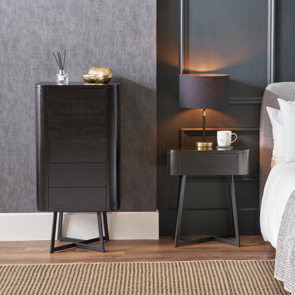 Ukiah Black Ash 5 Drawer Tallboy