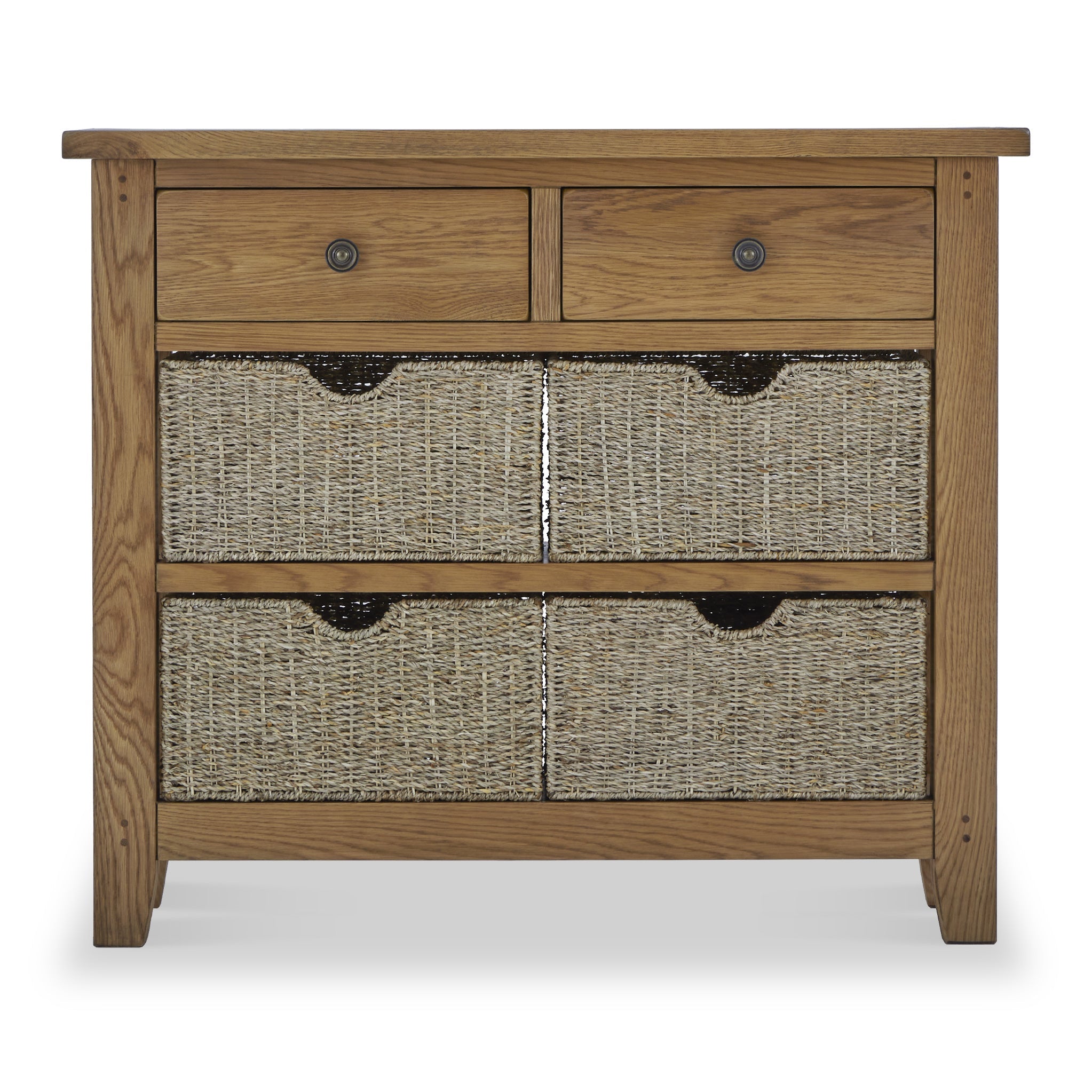 Broadway Oak Console Table with Baskets