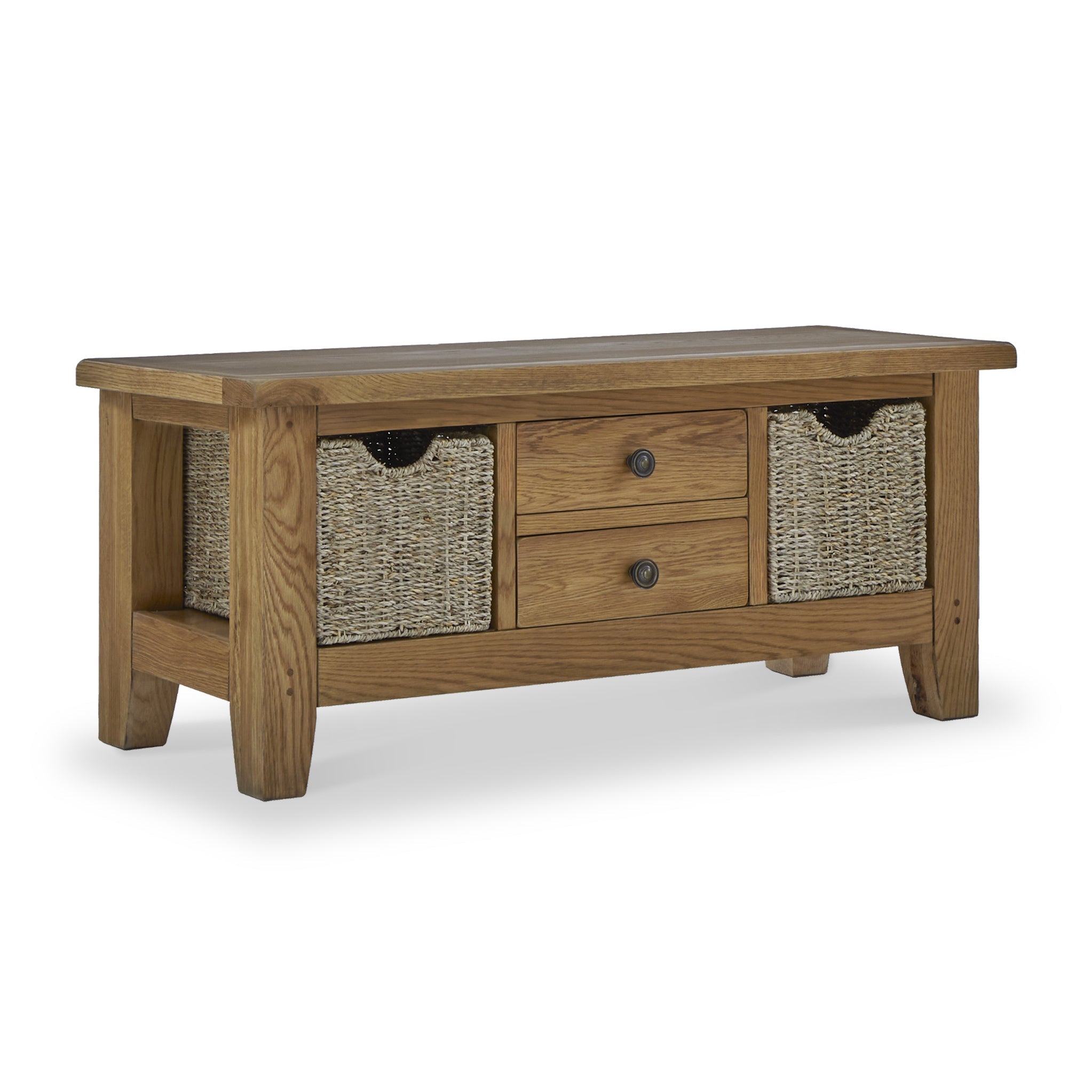 Broadway Oak Large Coffee Table with Baskets