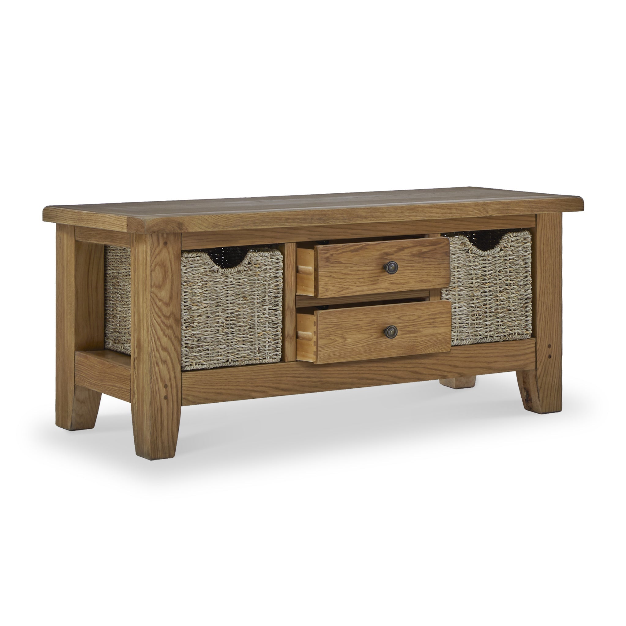 Broadway Oak Large Coffee Table with Baskets