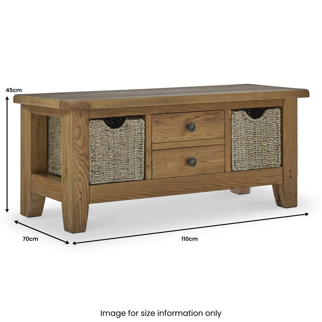 Broadway Oak Large Coffee Table with Baskets