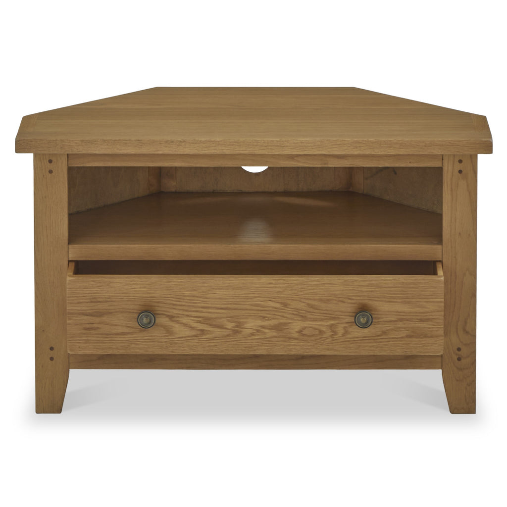 Broadway Oak Corner TV Unit with Drawer
