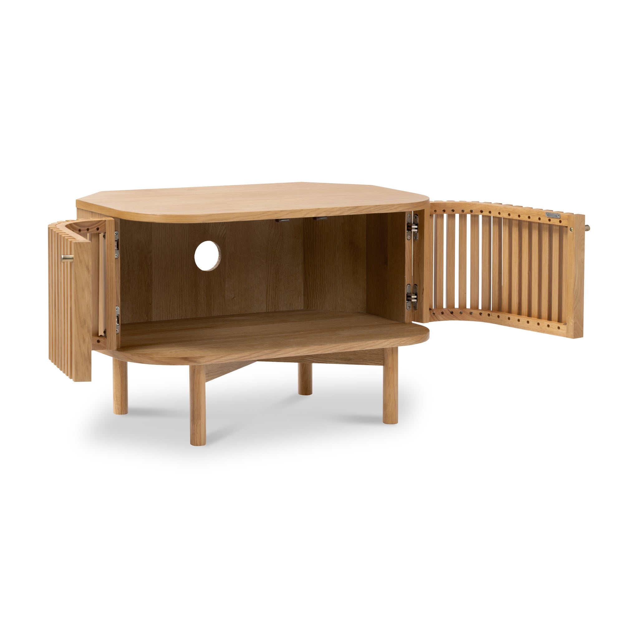 Shorwell Oak Slatted Corner TV Unit