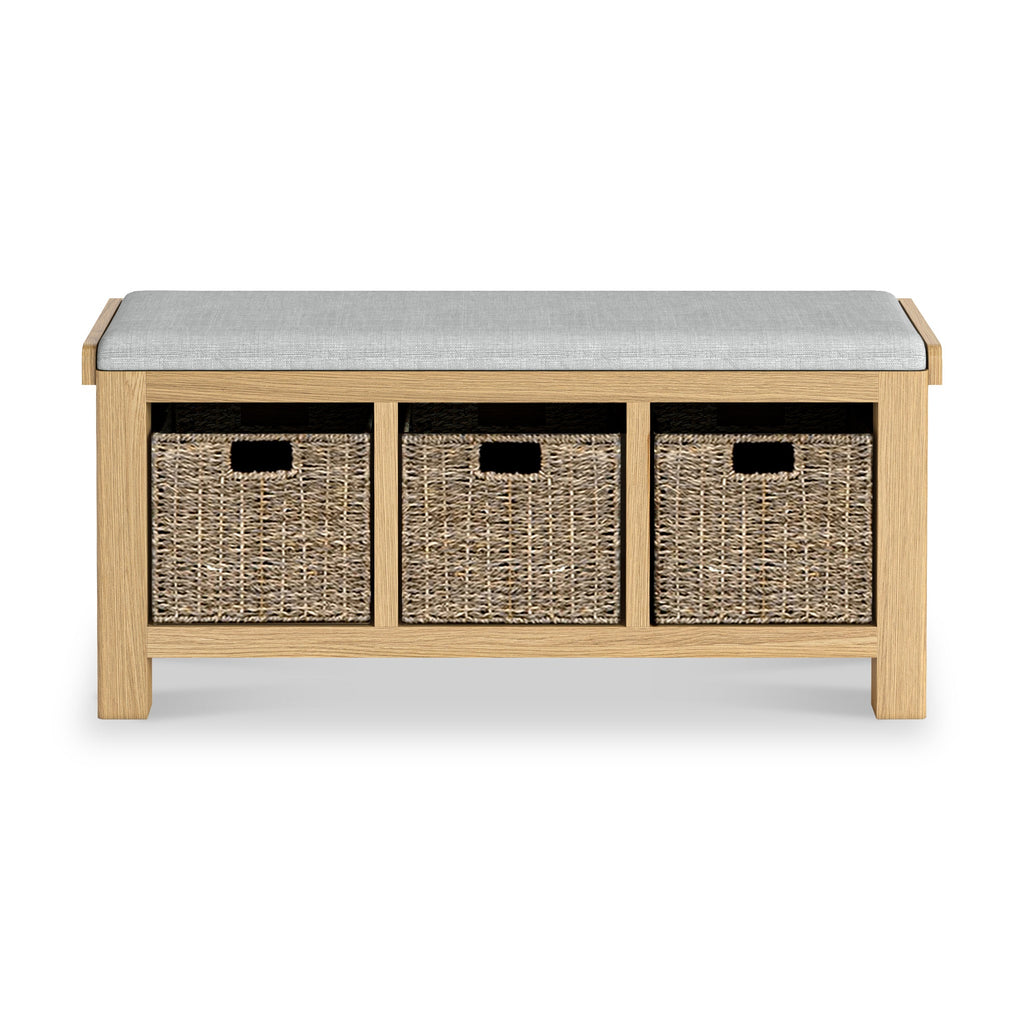 Portland Oak Storage Bench With Baskets
