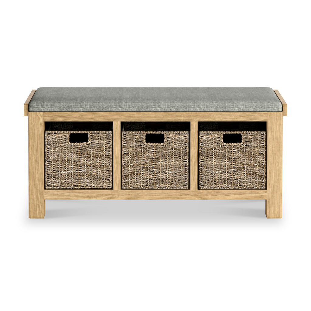 Portland Oak Storage Bench With Baskets