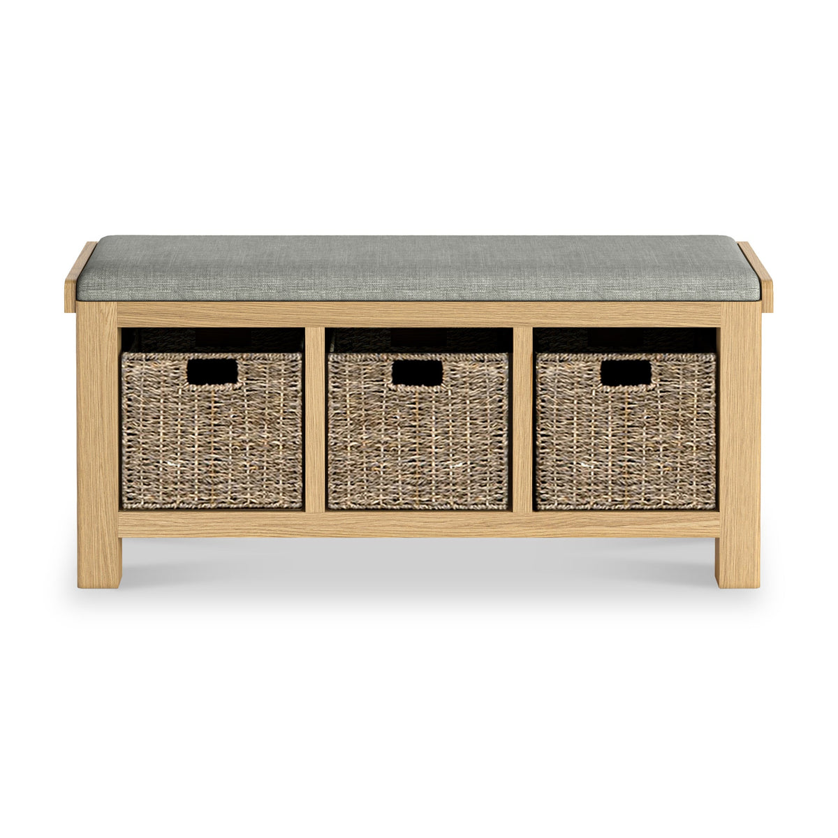 Portland Oak Storage Bench With Baskets