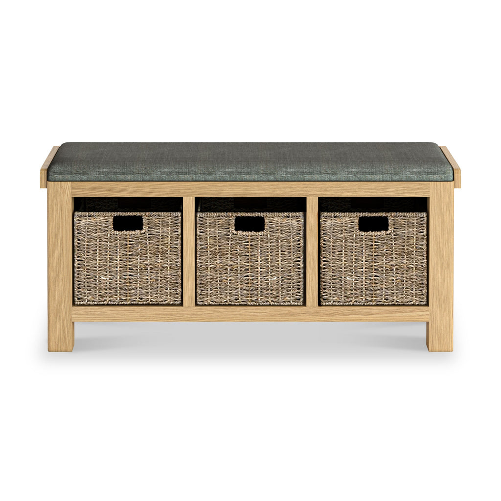 Portland Oak Storage Bench With Baskets