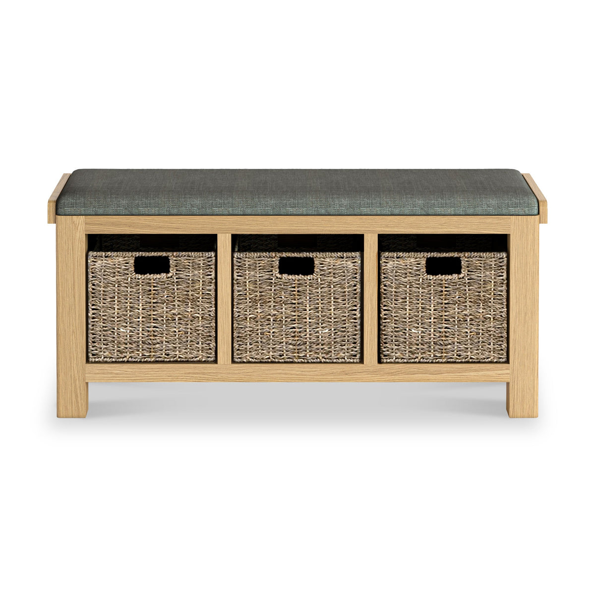 Portland Oak Storage Bench With Baskets