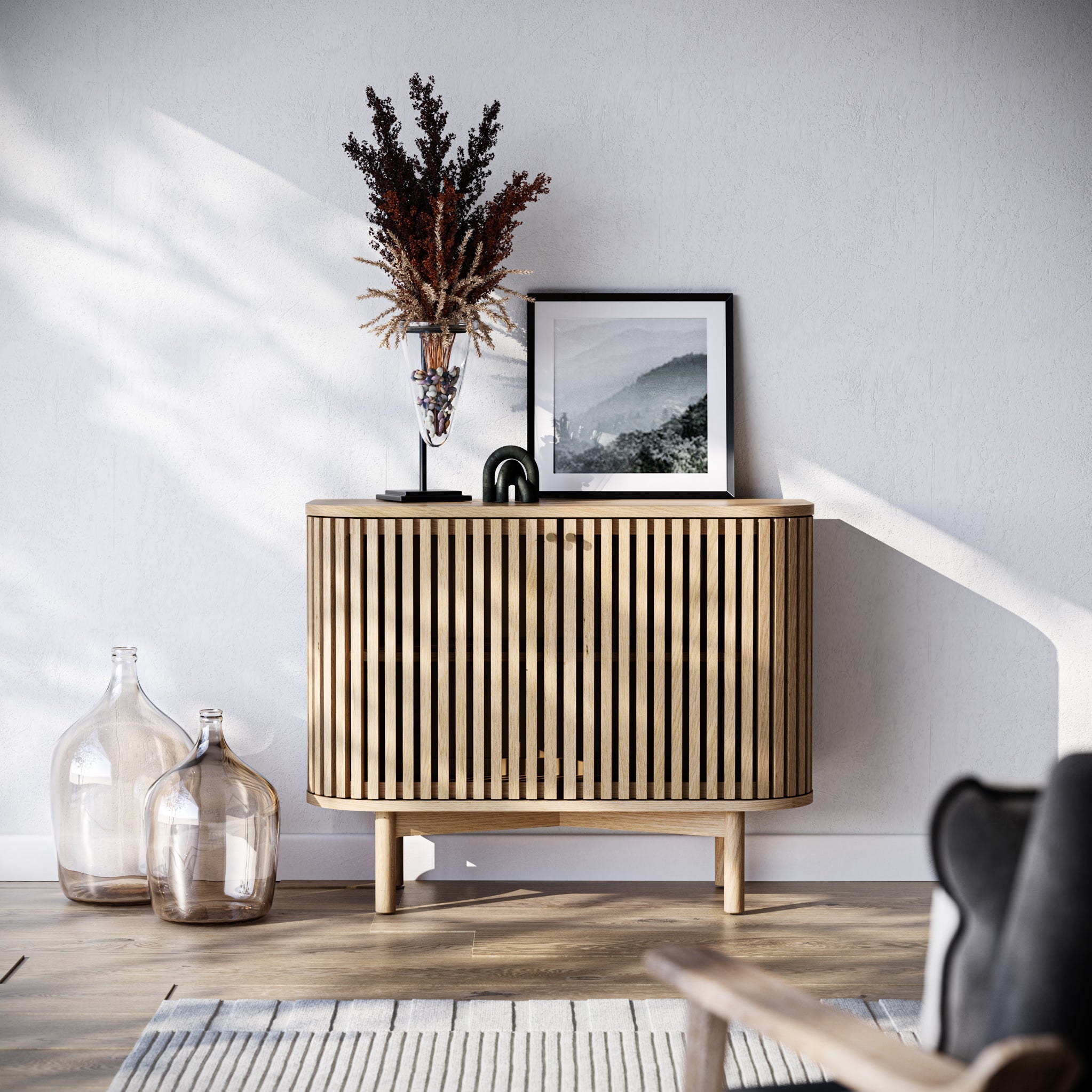 Finch Oak Slatted Small Sideboard