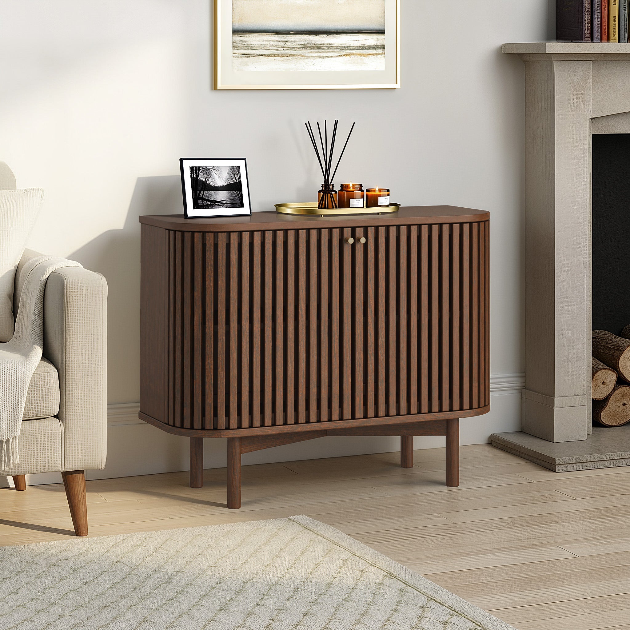 Shorwell Dark Oak Slatted Small Sideboard