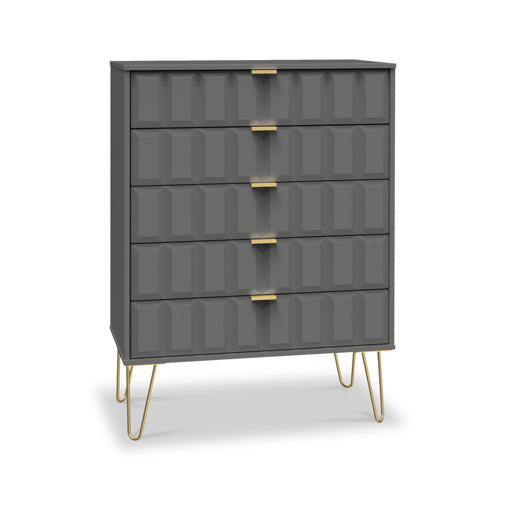 Harlow 5 Drawer Chest with Gold Hairpin Legs
