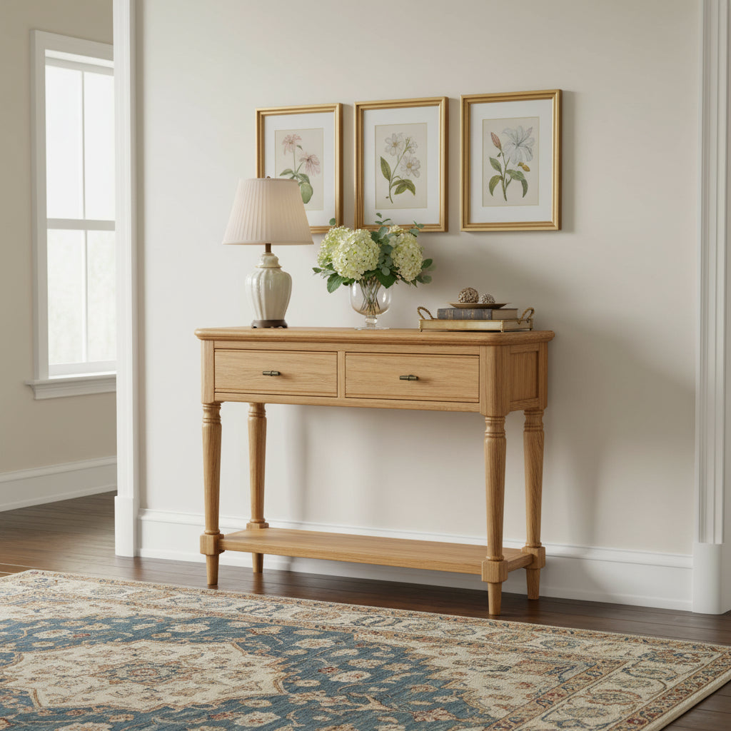 Alderley Oak Console Table With Shelf