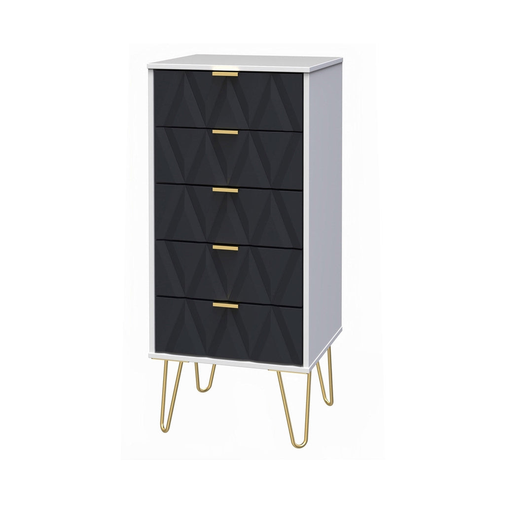 Geo 5 Drawer Tallboy with Gold Hairpin Legs