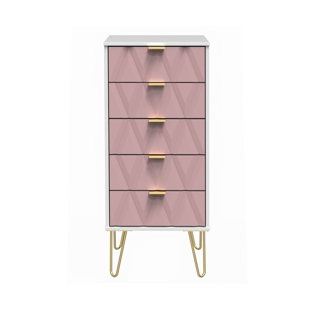 Geo 5 Drawer Tallboy with Gold Hairpin Legs