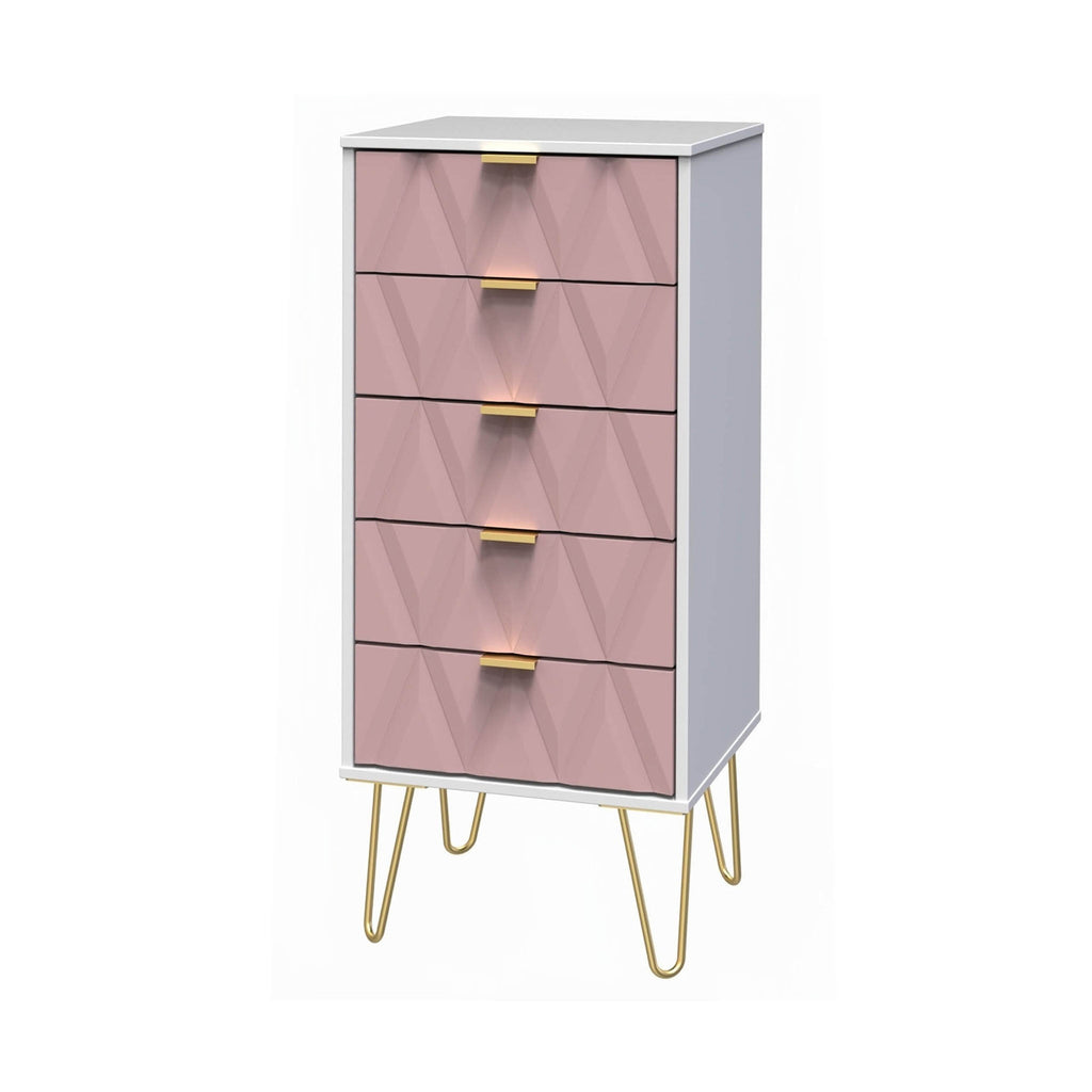 Geo 5 Drawer Tallboy with Gold Hairpin Legs