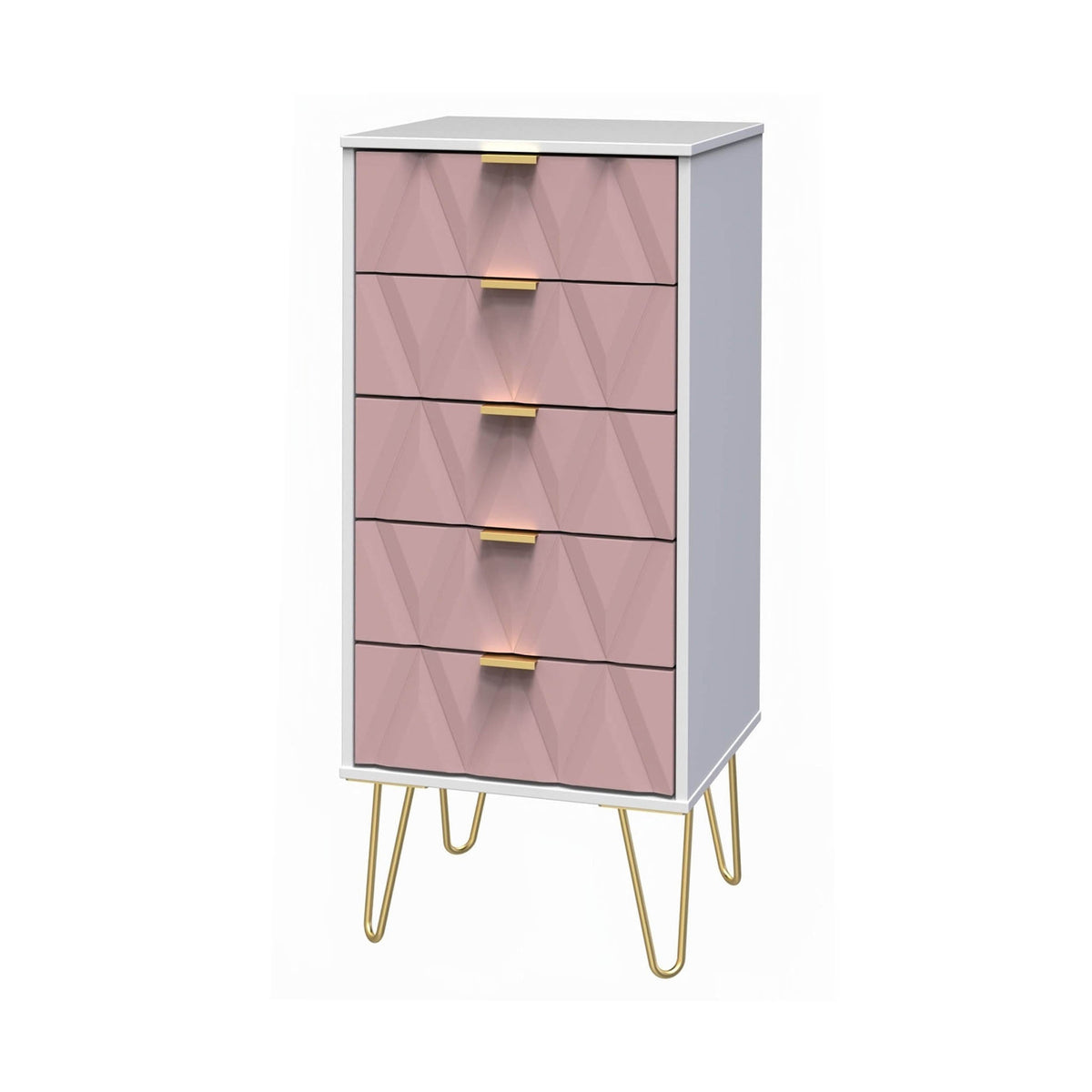 Geo 5 Drawer Tallboy with Gold Hairpin Legs