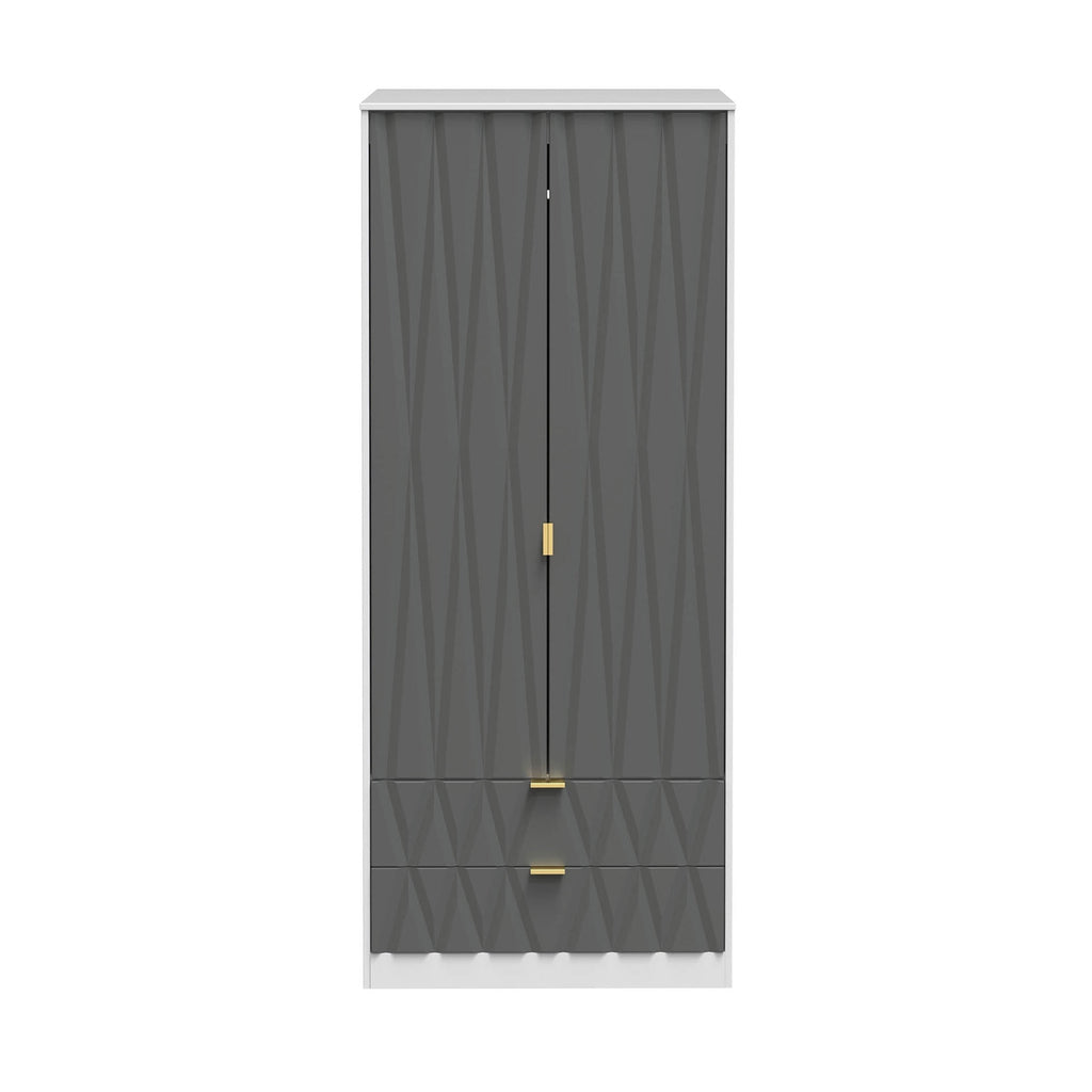 Geo Panelled 2 Door 2 Drawer Wardrobe