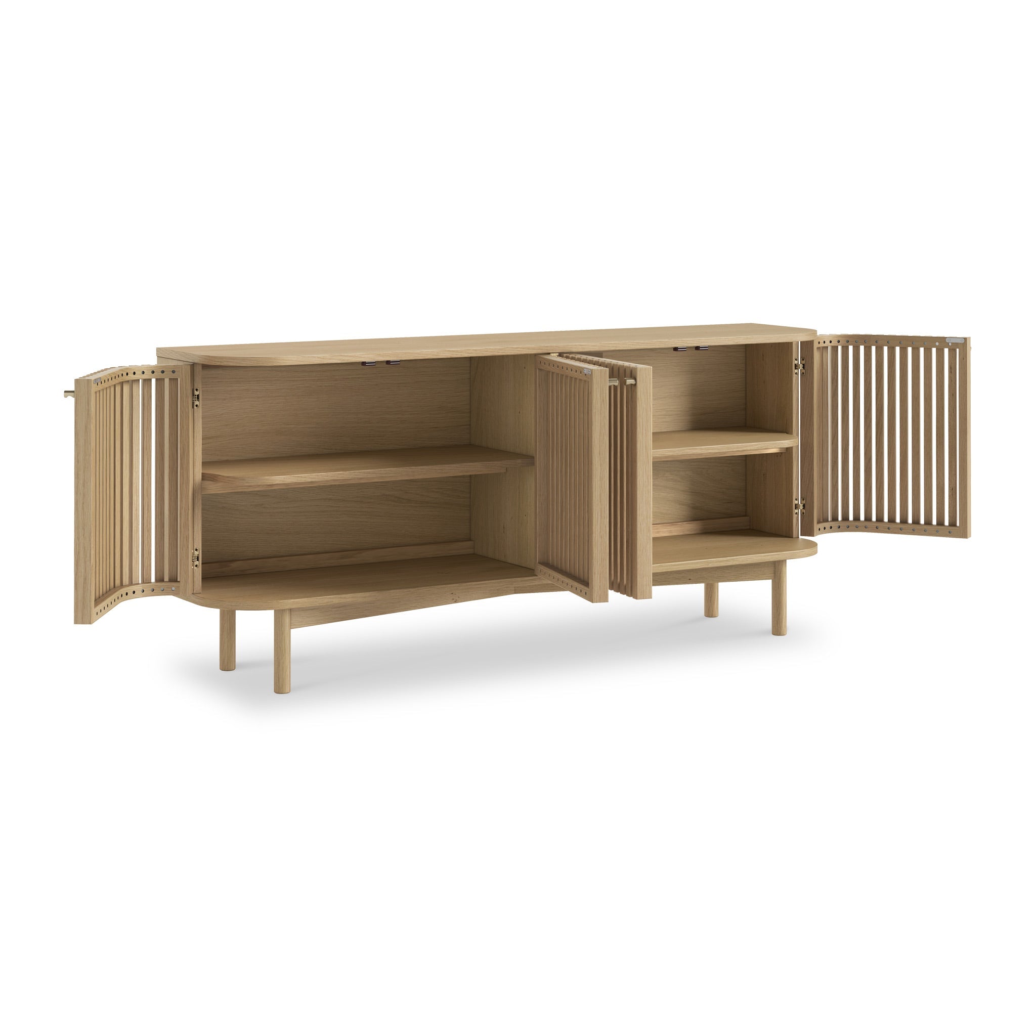 Finch Oak Slatted 4 Door Large Sideboard