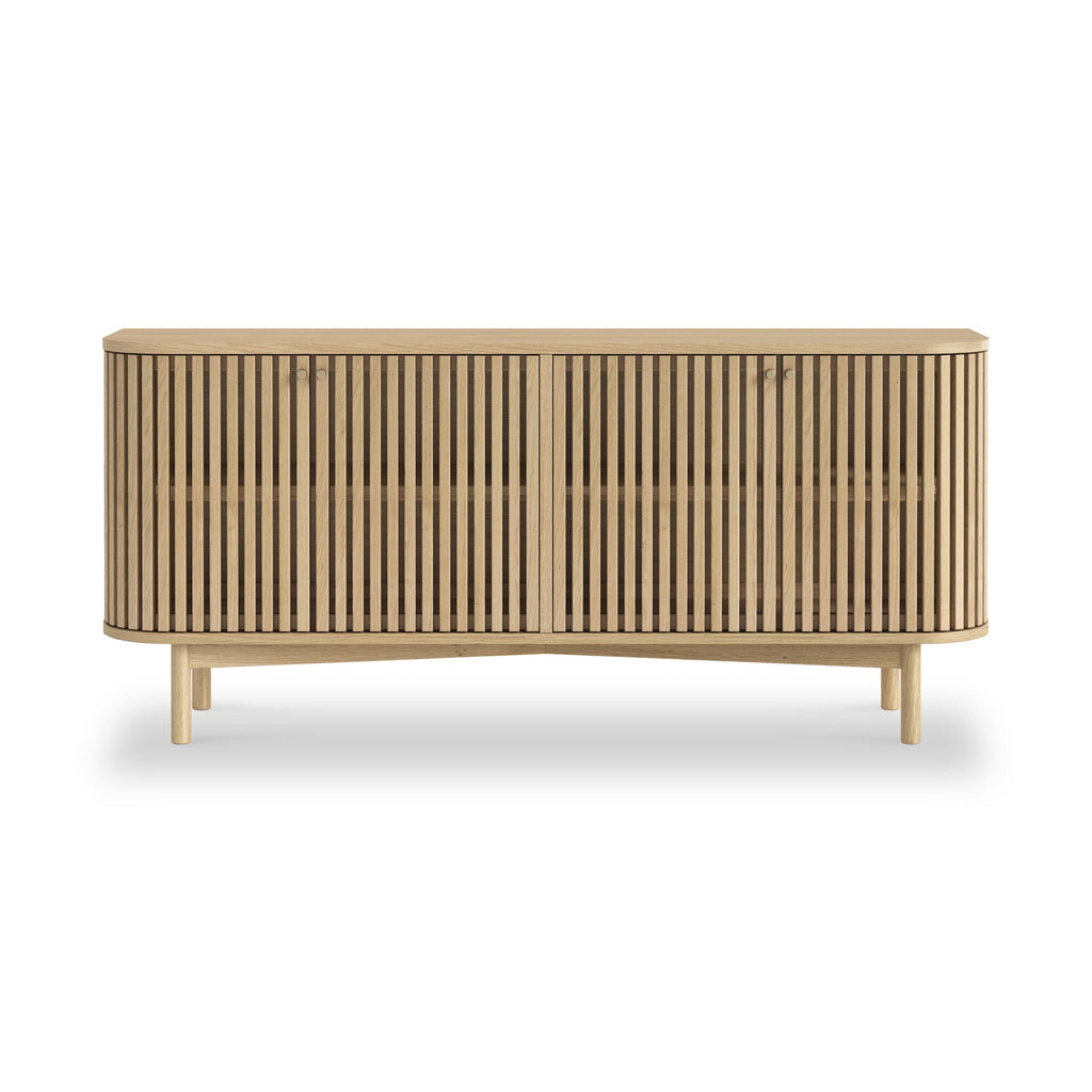 Finch Oak Slatted 4 Door Large Sideboard