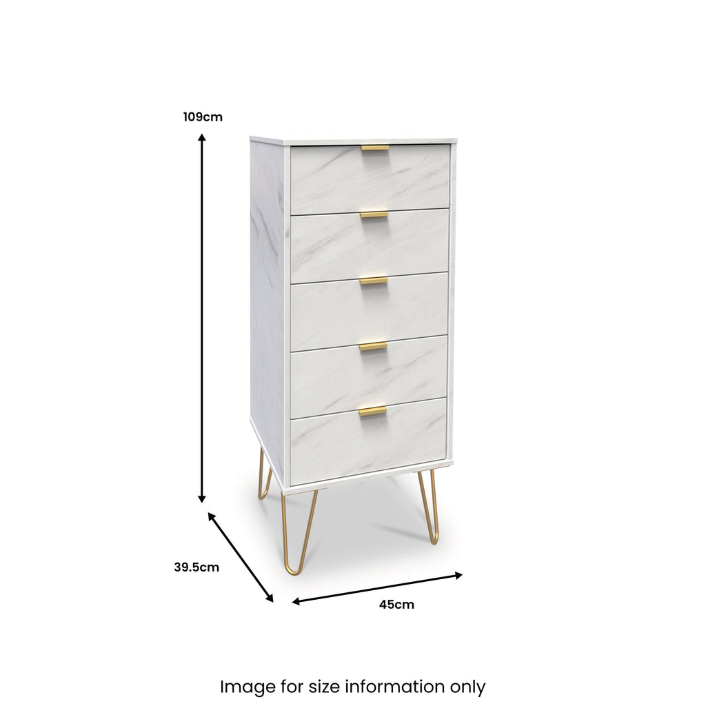 Moreno Marble Effect 5 Drawer Tallboy