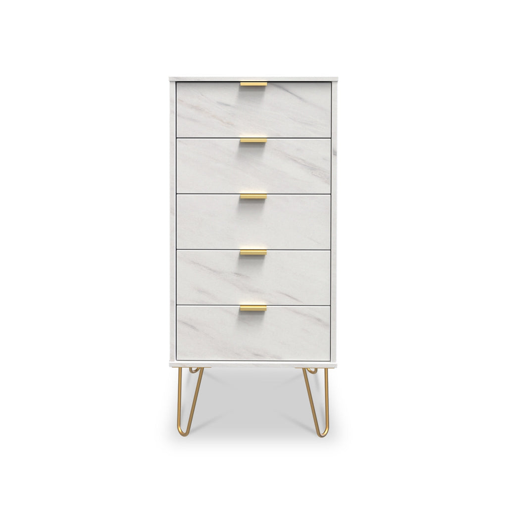 Moreno Marble Effect 5 Drawer Tallboy