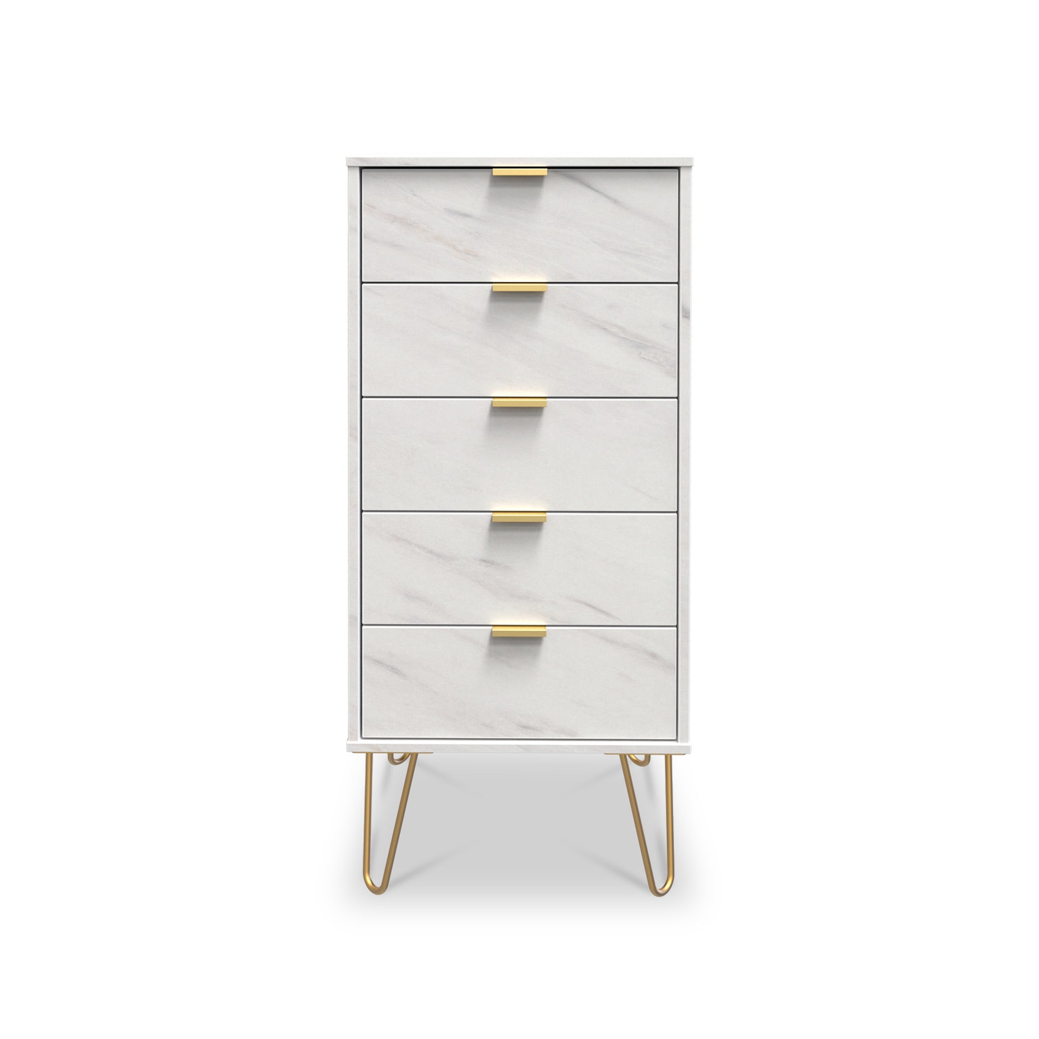 Moreno Marble Effect 5 Drawer Tallboy