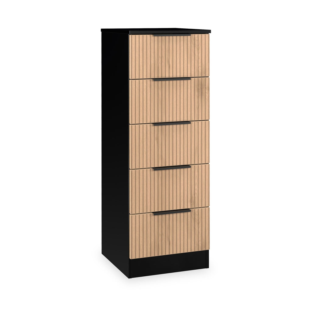 Jago Slatted Effect 5 Drawer Slim Tallboy