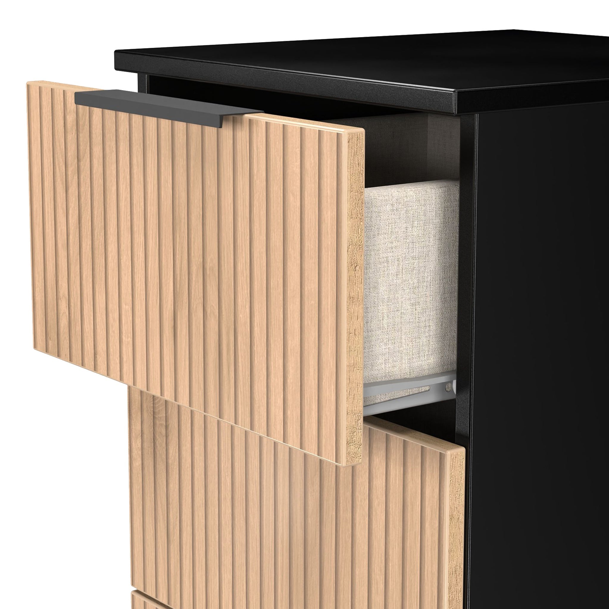 Jago Slatted Effect 5 Drawer Slim Tallboy