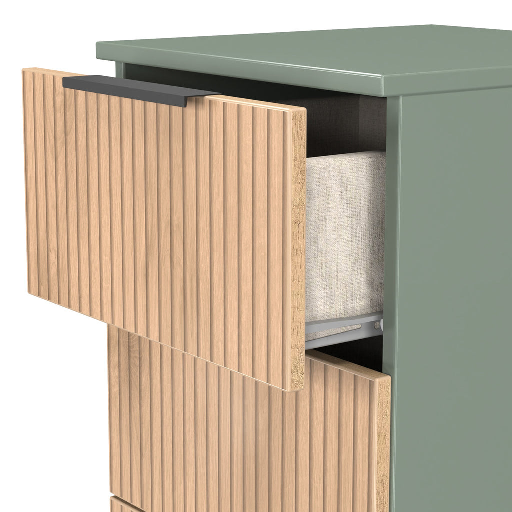Jago Slatted Effect 5 Drawer Slim Tallboy