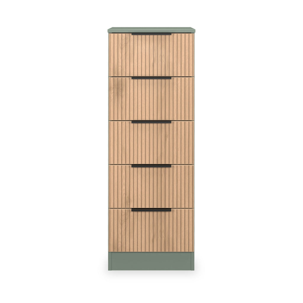 Jago Slatted Effect 5 Drawer Slim Tallboy