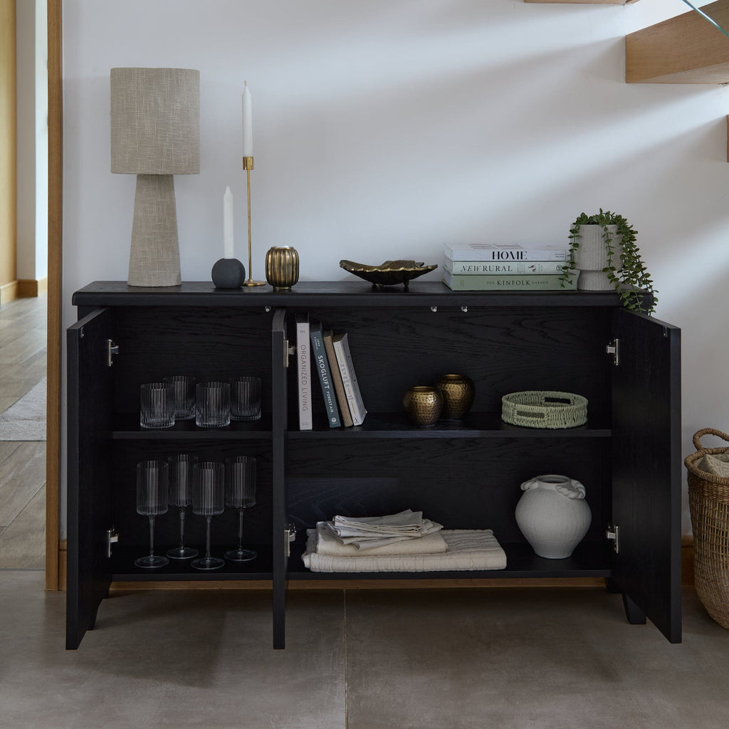 Raleigh 3 Door Large Sideboard - Black