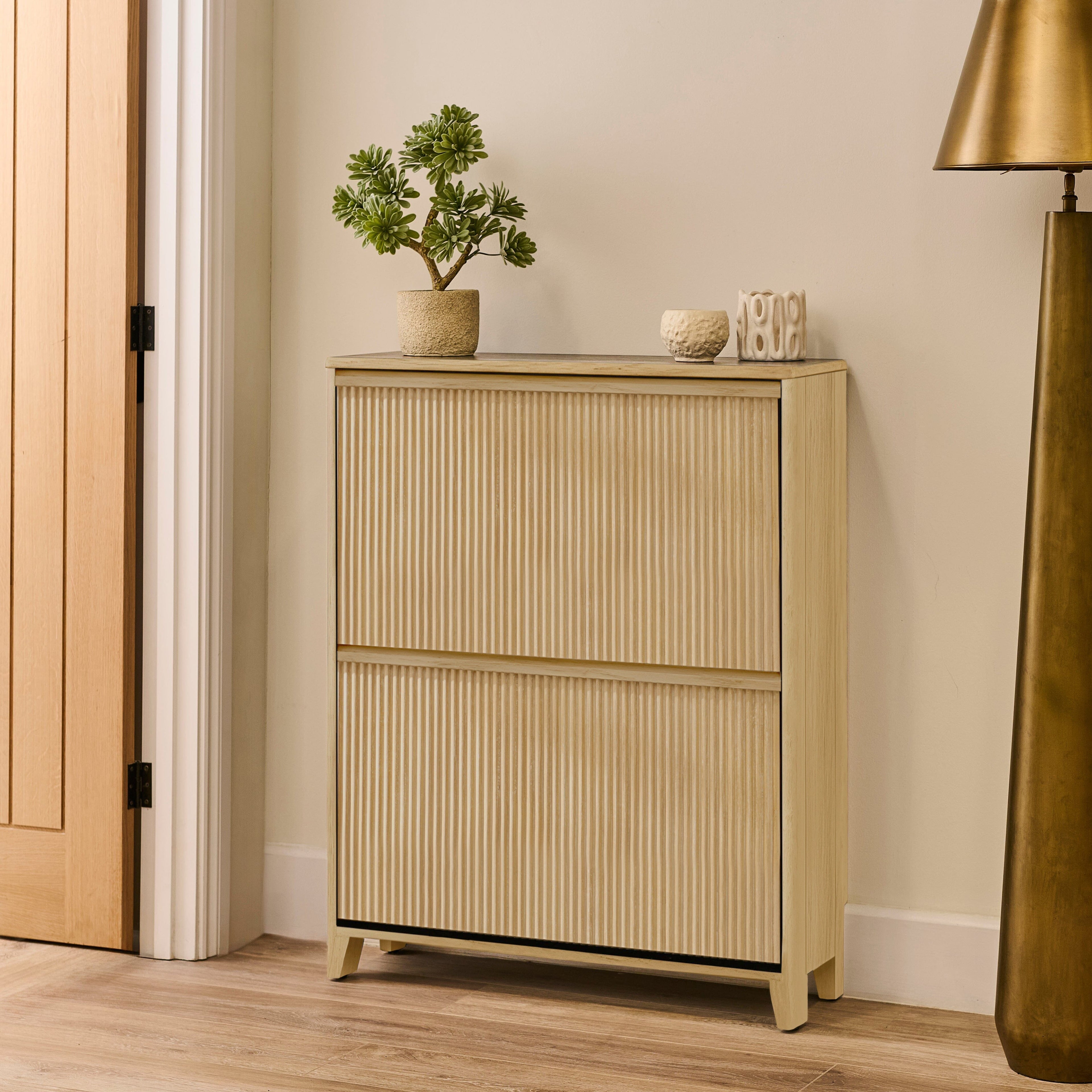 Raleigh Shoe Cabinet - 2 Door - Whitewash