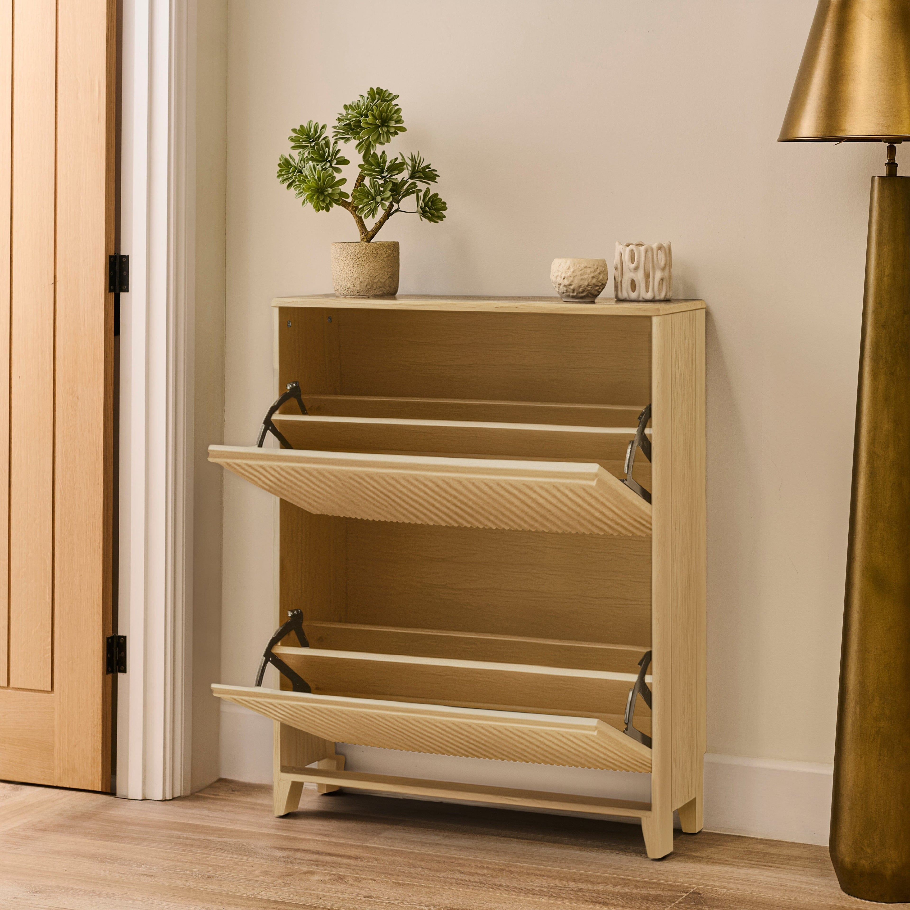 Raleigh Shoe Cabinet - 2 Door - Whitewash