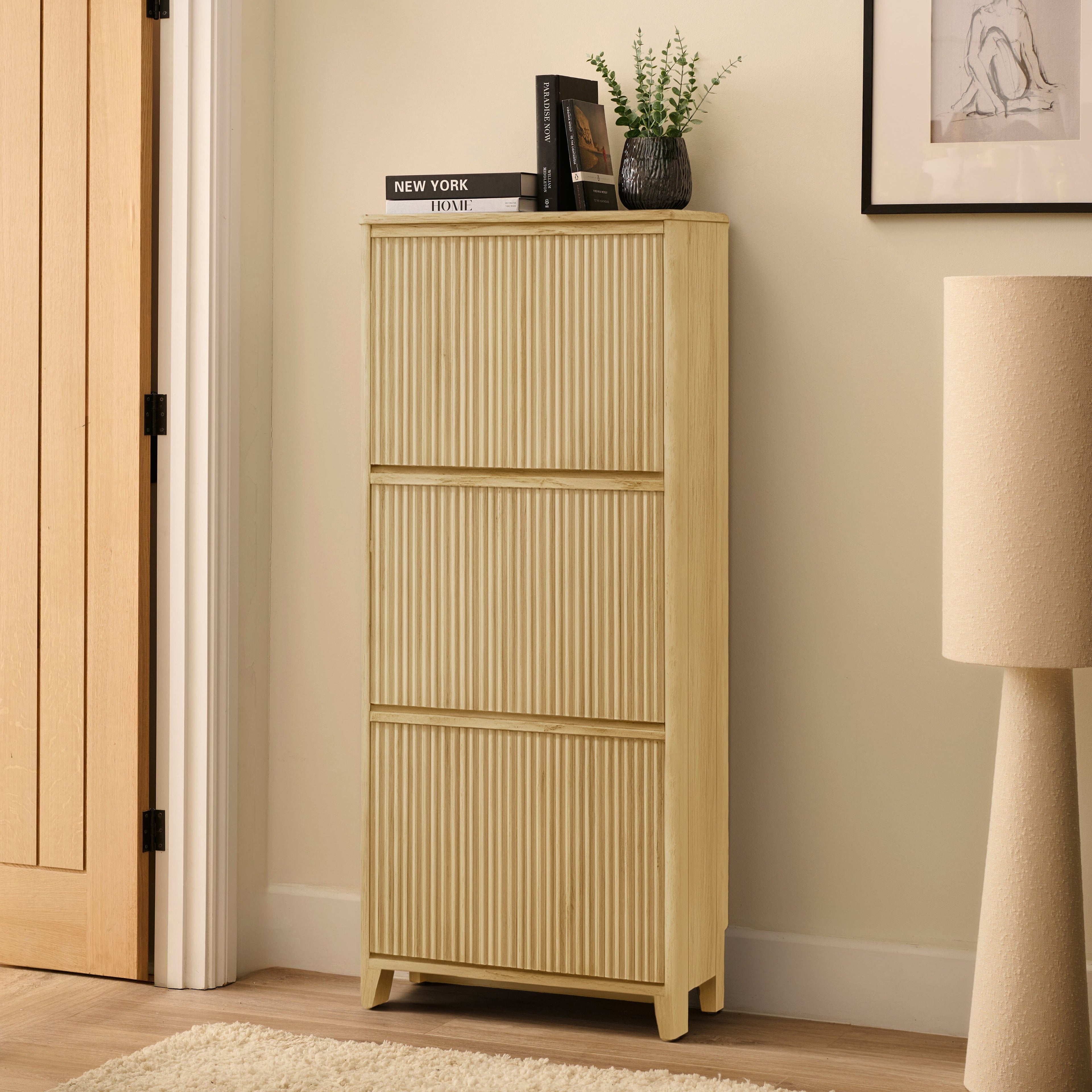 Raleigh 3 Door Shoe Cabinet - Whitewash