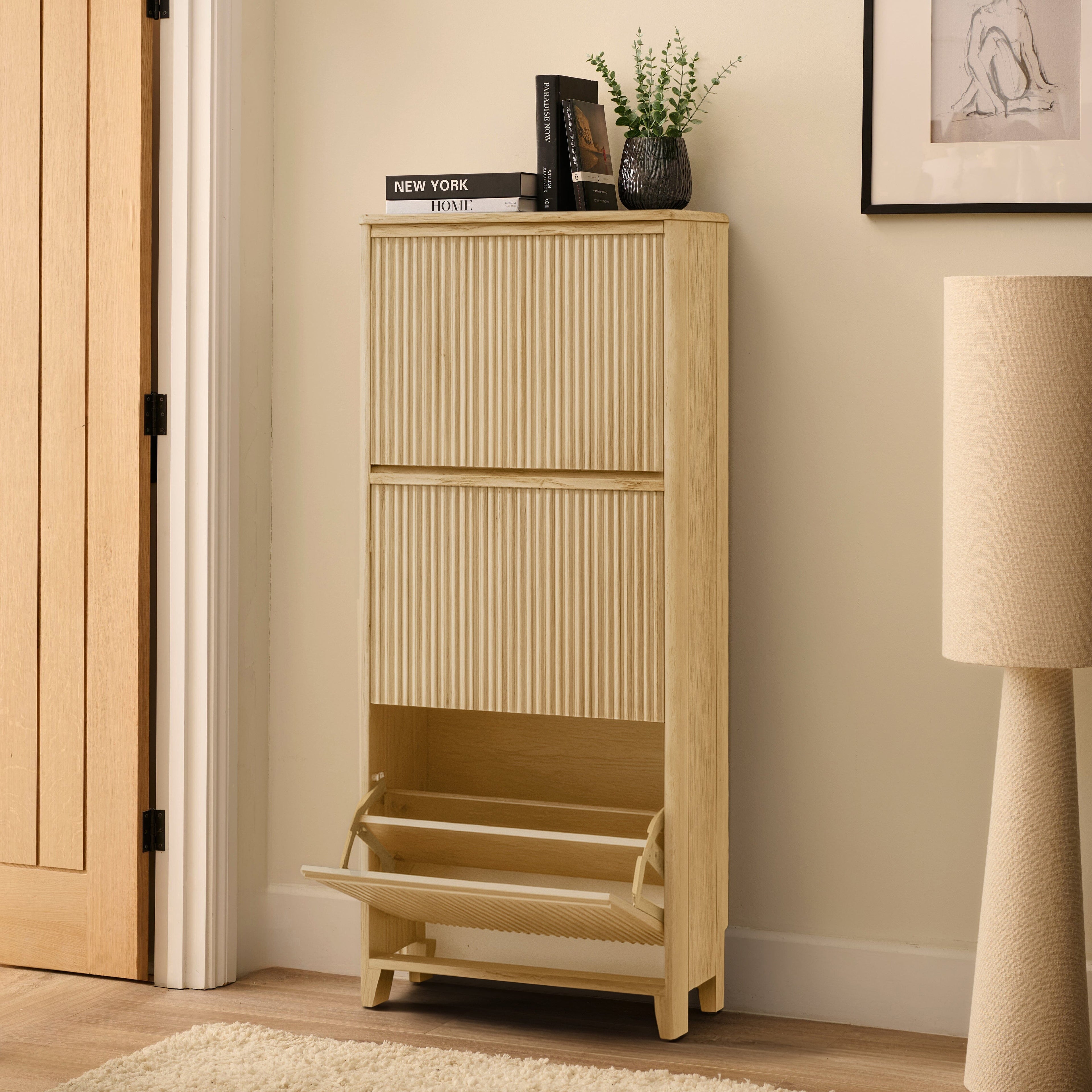 Raleigh 3 Door Shoe Cabinet - Whitewash