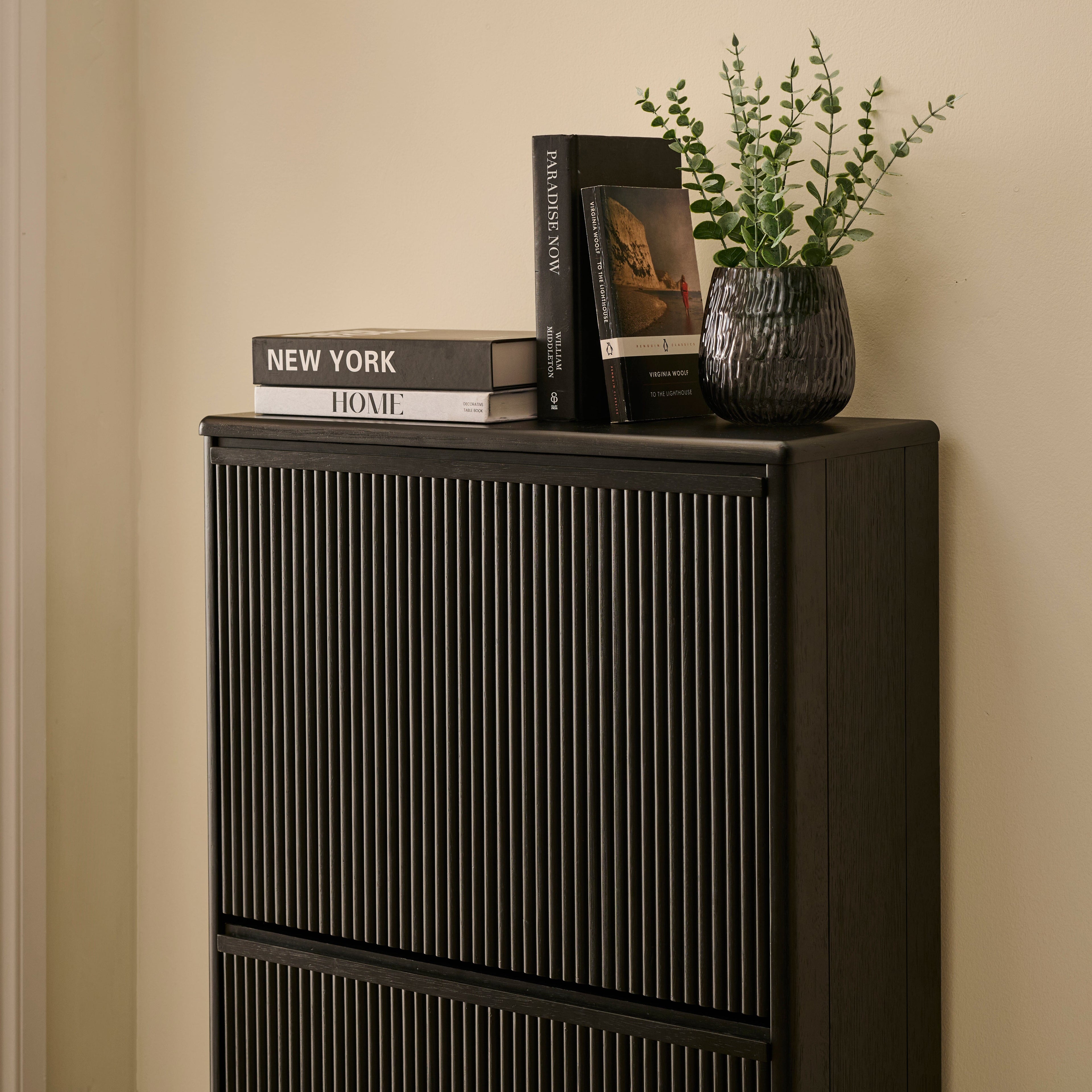 Raleigh 3 Door Shoe Cabinet - Black