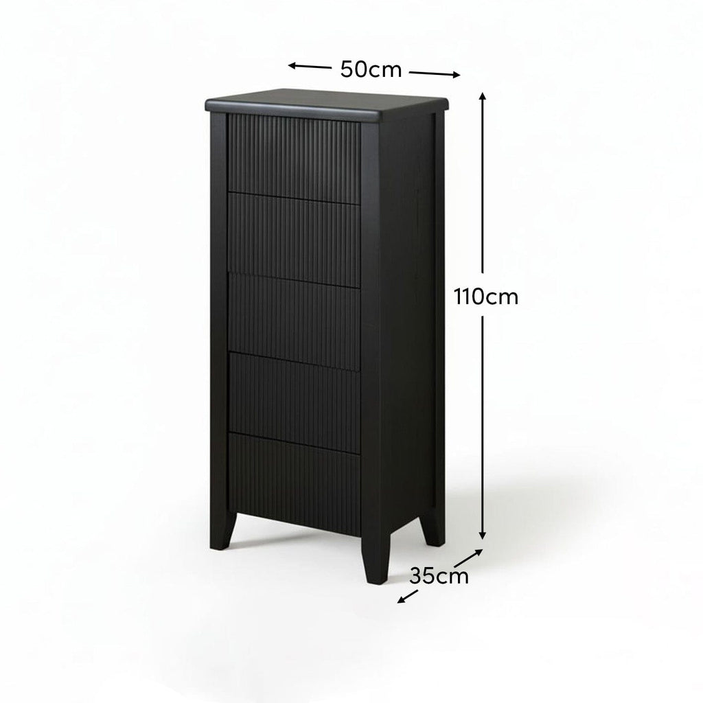Raleigh 5 Drawer Tallboy - Black