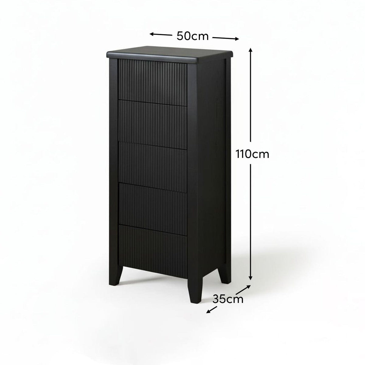 Raleigh 5 Drawer Tallboy - Black