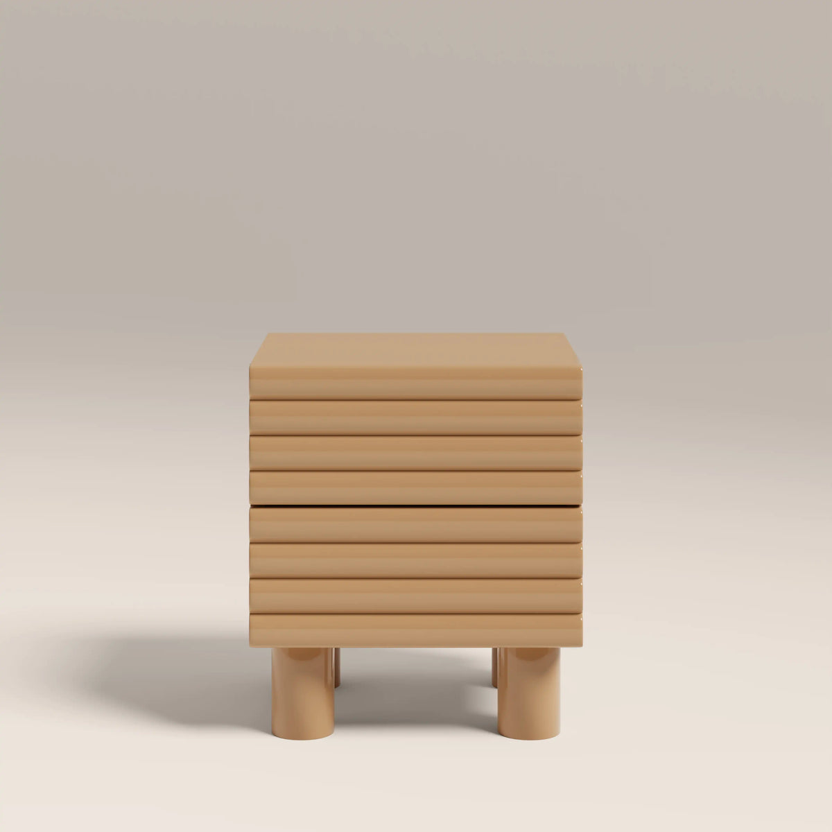 Raphael 2 Drawer Square Bedside Table | High Gloss Taupe