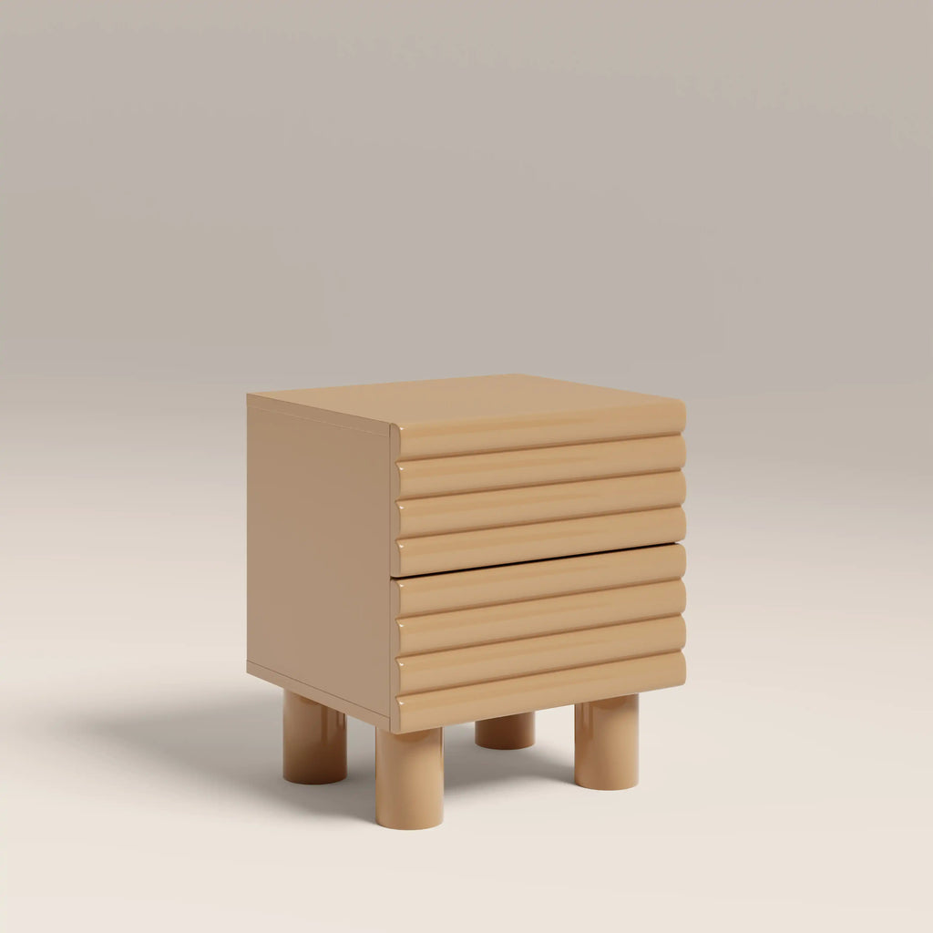 Raphael 2 Drawer Square Bedside Table | High Gloss Taupe