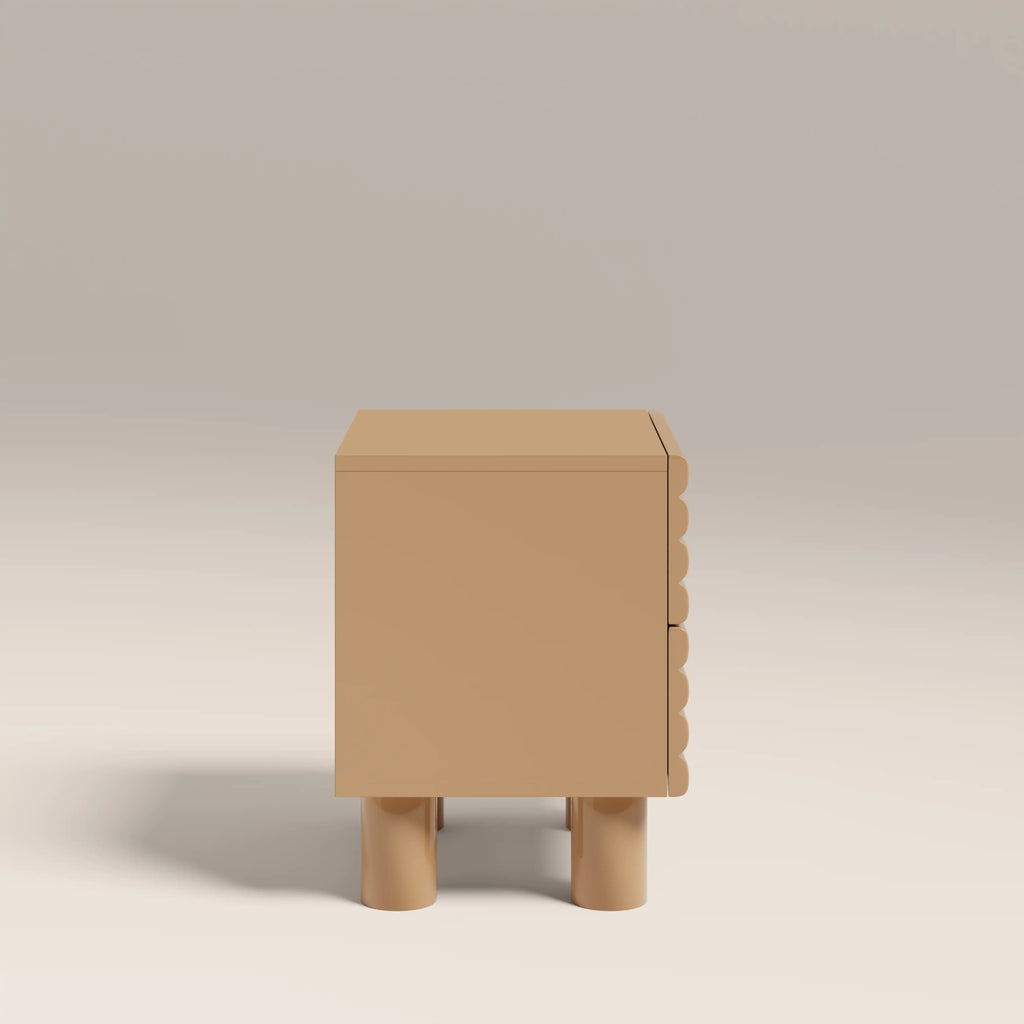 Raphael 2 Drawer Square Bedside Table | High Gloss Taupe