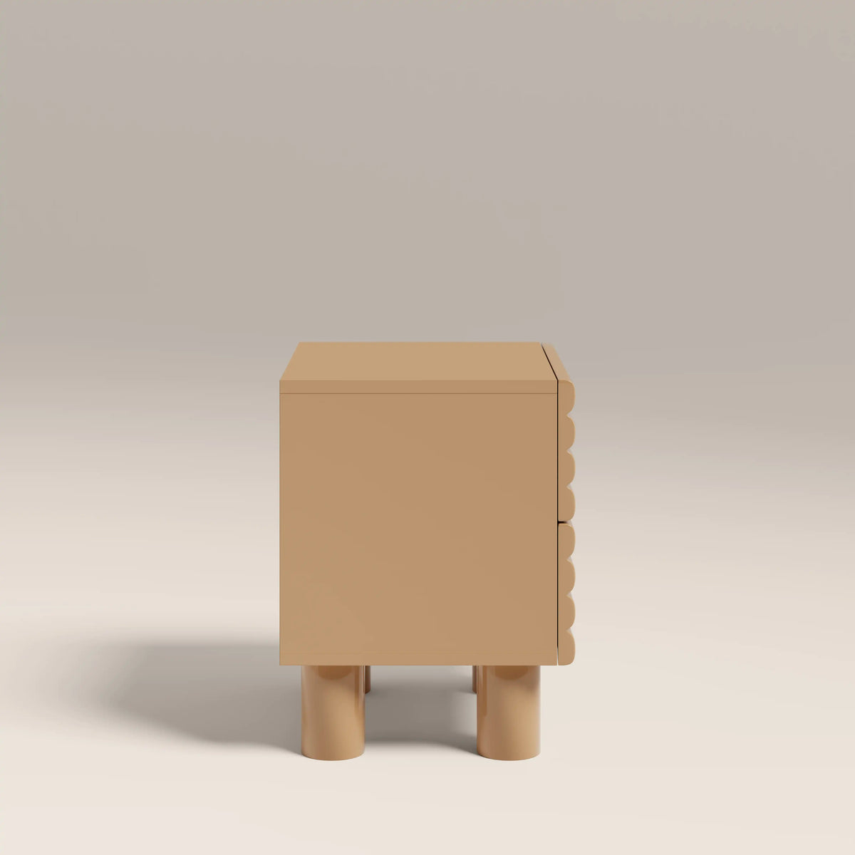 Raphael 2 Drawer Square Bedside Table | High Gloss Taupe