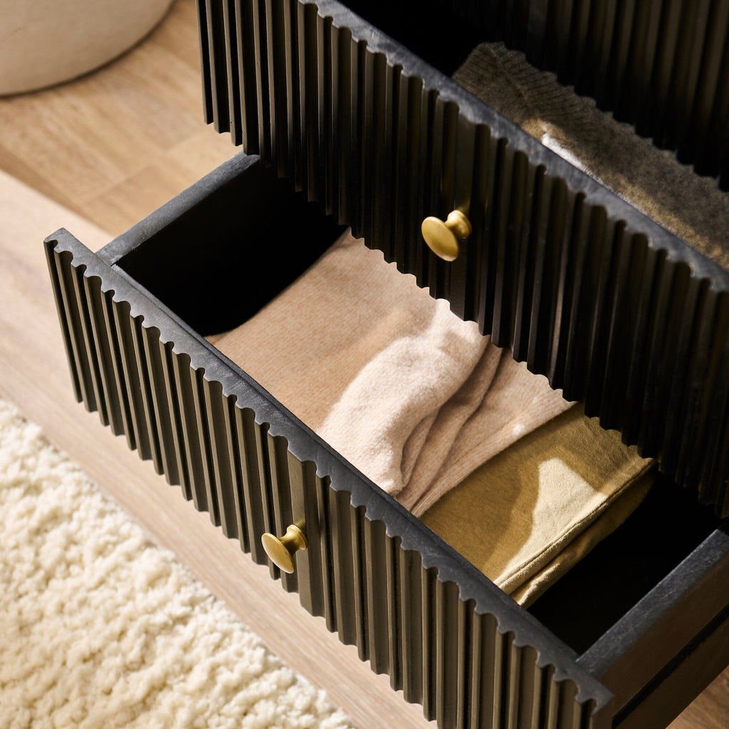Rayna 5 Drawer Tallboy - Jet Black